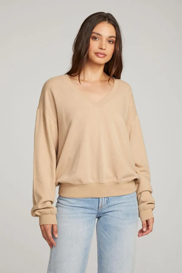 Womens Chaser Brand Outerwear Poppy Cappuccino Pullover