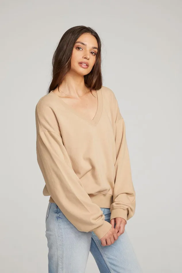 Womens Chaser Brand Outerwear Poppy Cappuccino Pullover