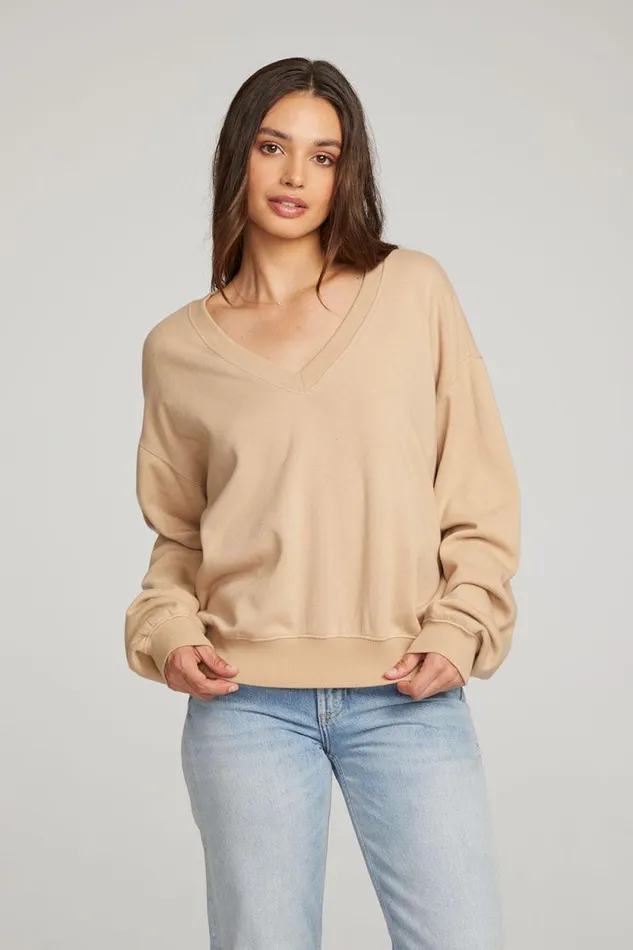 Womens Chaser Brand Outerwear Poppy Cappuccino Pullover