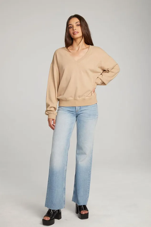 Womens Chaser Brand Outerwear Poppy Cappuccino Pullover