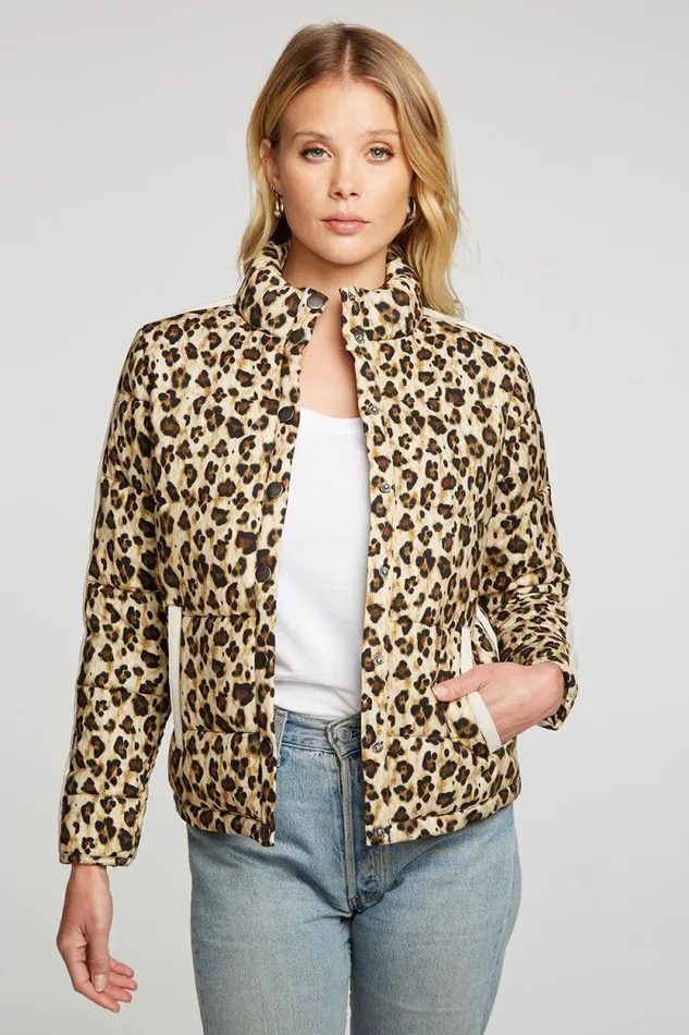 Womens Chaser Brand Tops Heirloom Wovens Quilted Cropped Mock Neck Puffer Jacket