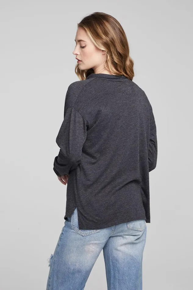 Womens Chaser Brand Tops Mela Shadow Black Long Sleeve