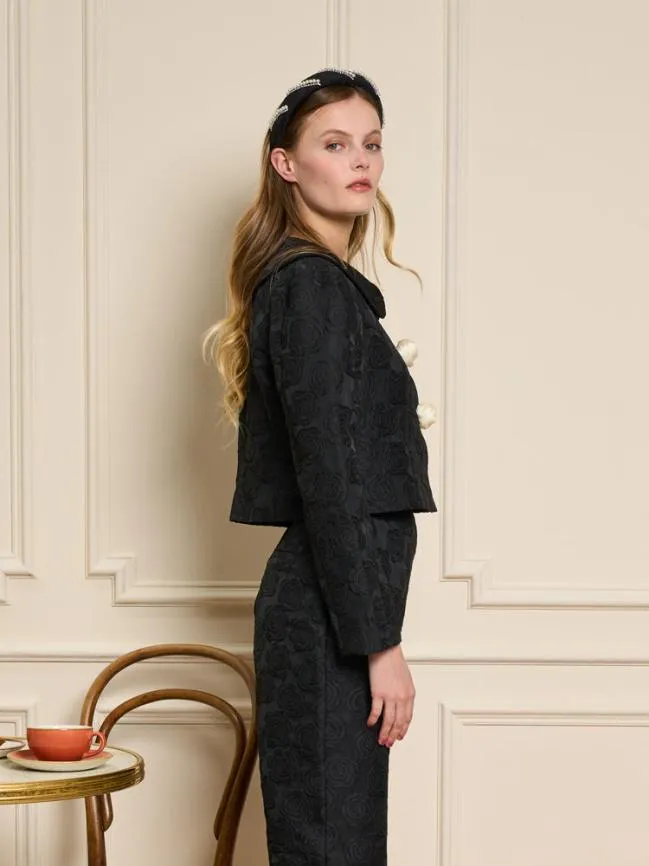Womenswear Cheri Rose Jacquard Jacket Ink Black Sister Jane Womenswear Cheri Rose Jacquard Jacket Ink Black Sister Jane