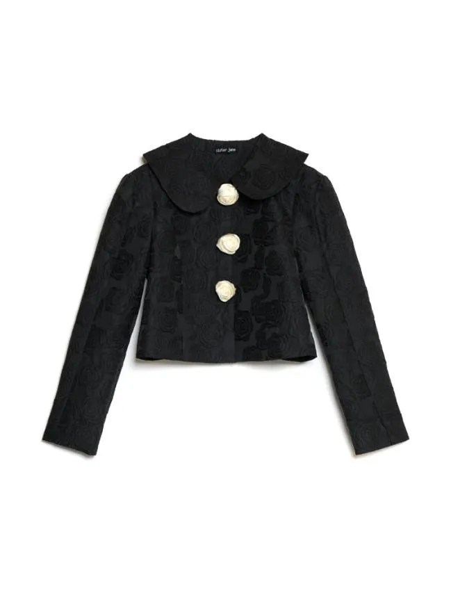 Womenswear Cheri Rose Jacquard Jacket Ink Black Sister Jane Womenswear Cheri Rose Jacquard Jacket Ink Black Sister Jane