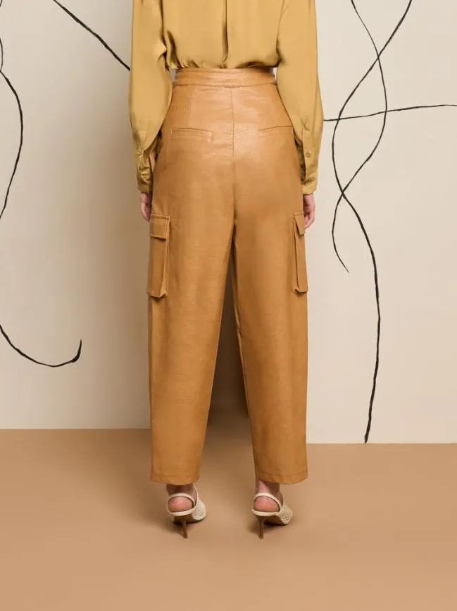 Womenswear Ghospell Alexa PU Cargo Trousers Cashew Brown Sister Jane Womenswear Ghospell Alexa PU Cargo Trousers Cashew Brown Sister Jane