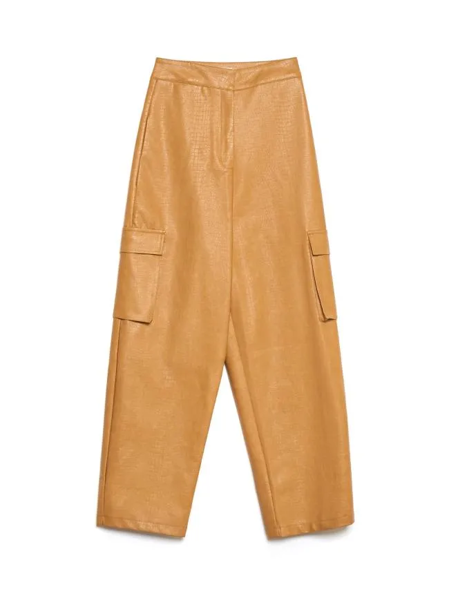 Womenswear Ghospell Alexa PU Cargo Trousers Cashew Brown Sister Jane Womenswear Ghospell Alexa PU Cargo Trousers Cashew Brown Sister Jane