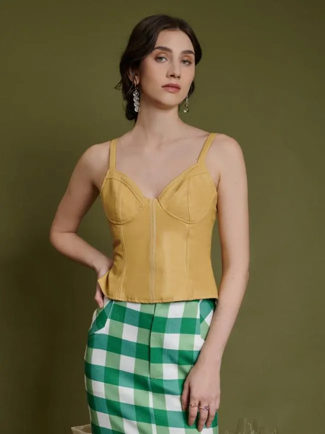 Womenswear Ghospell Petra PU Corset Top Oat Yellow Sister Jane
