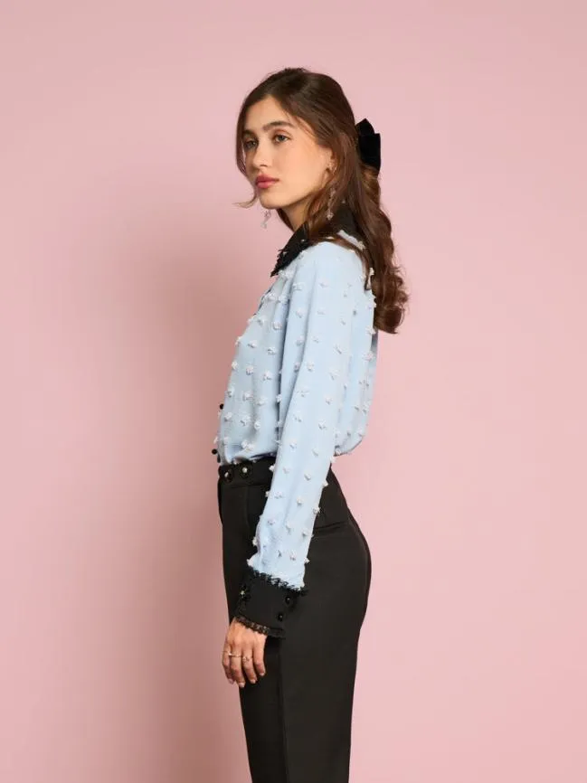 Womenswear Naila Flower Trim Shirt Blue Glow Sister Jane Womenswear Naila Flower Trim Shirt Blue Glow Sister Jane
