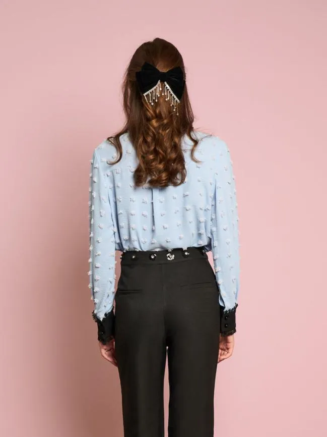 Womenswear Naila Flower Trim Shirt Blue Glow Sister Jane Womenswear Naila Flower Trim Shirt Blue Glow Sister Jane
