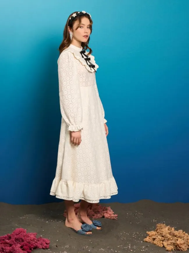 Womenswear Neptune039s Lace Midi Dress White Cream Sister Jane Womenswear Neptune039s Lace Midi Dress White Cream Sister Jane
