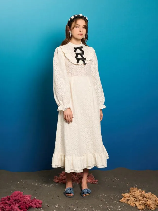 Womenswear Neptune039s Lace Midi Dress White Cream Sister Jane Womenswear Neptune039s Lace Midi Dress White Cream Sister Jane
