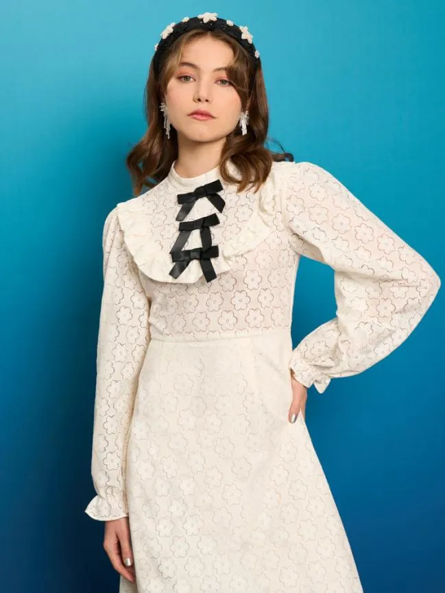 Womenswear Neptune039s Lace Midi Dress White Cream Sister Jane Womenswear Neptune039s Lace Midi Dress White Cream Sister Jane