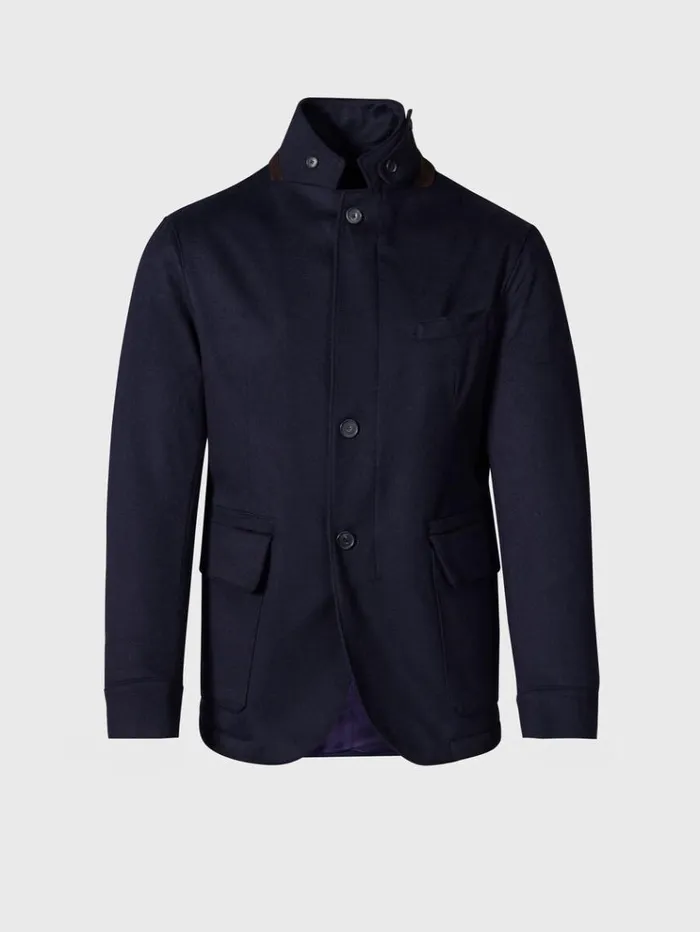 Wool and Cashmere Hybrid Blazer Navy Men Paul Stuart Outerwear