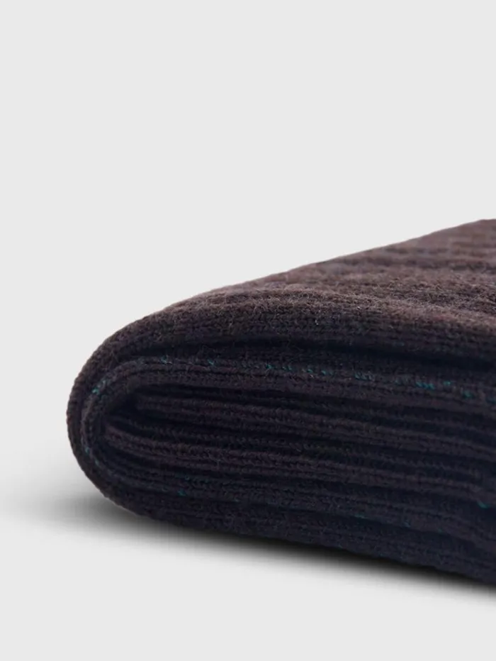 Wool and Cotton Shadow Stripe Sock Brown Men Paul Stuart Socks