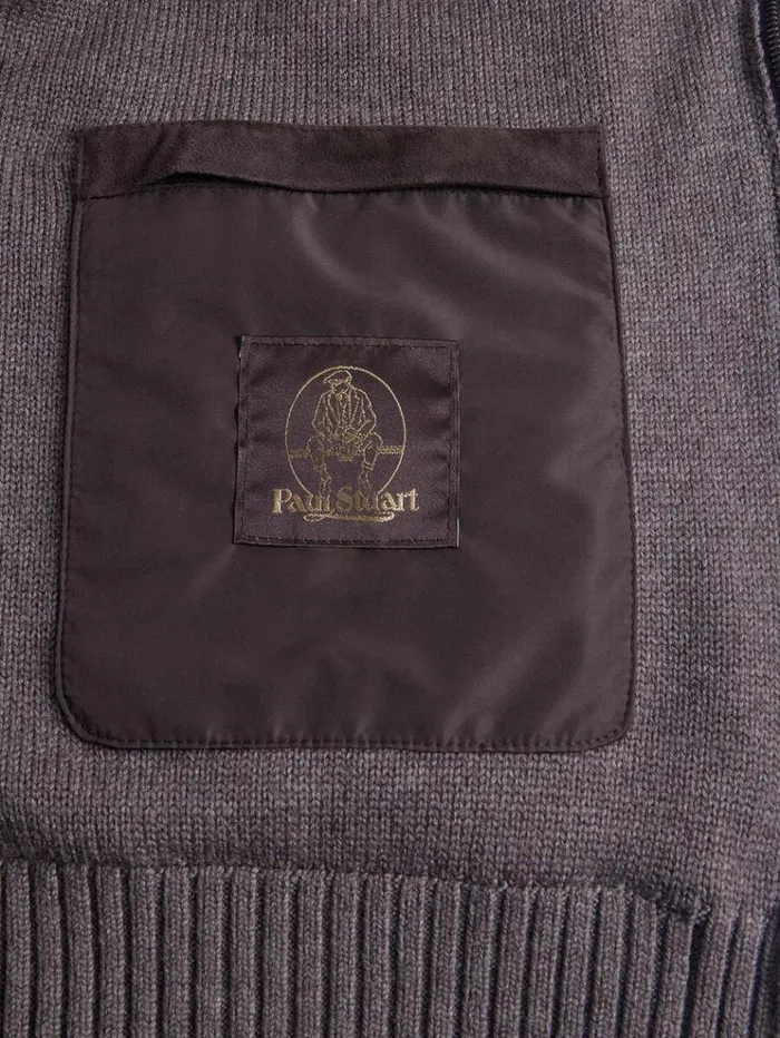 Wool And Suede Bomber Jacket Brown Men Paul Stuart Outerwear
