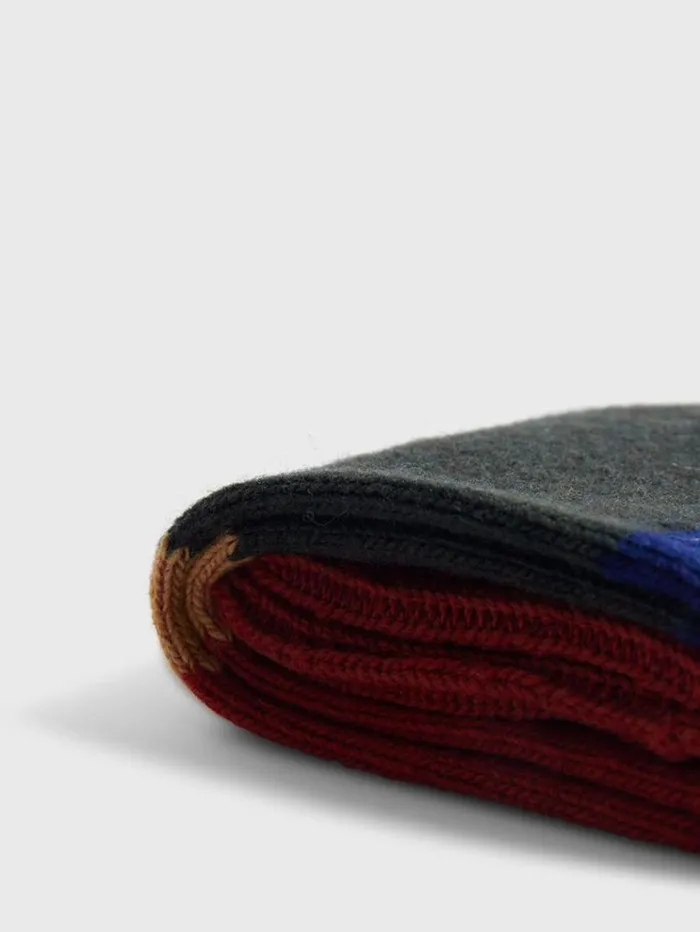Wool Blend Colorblock Boot Sock Rust Men Paul Stuart Socks