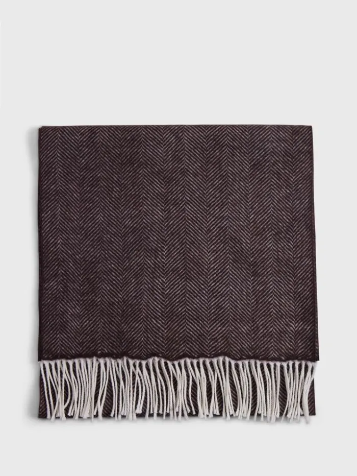 Wool Chevron Scarf Brown Men Paul Stuart Scarves Hats Gloves