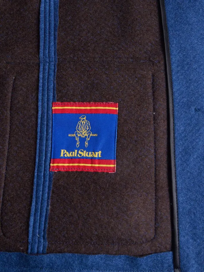 Wool Raw Edge Double Breasted Jacket Blue Men Paul Stuart Outerwear