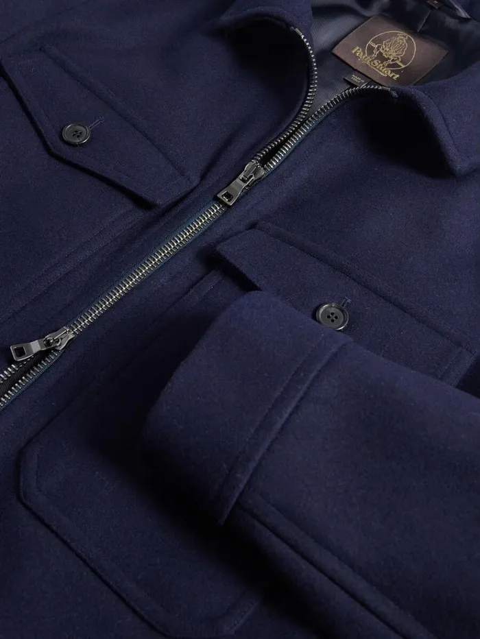 Wool Zip Jacket Navy Men Paul Stuart Outerwear