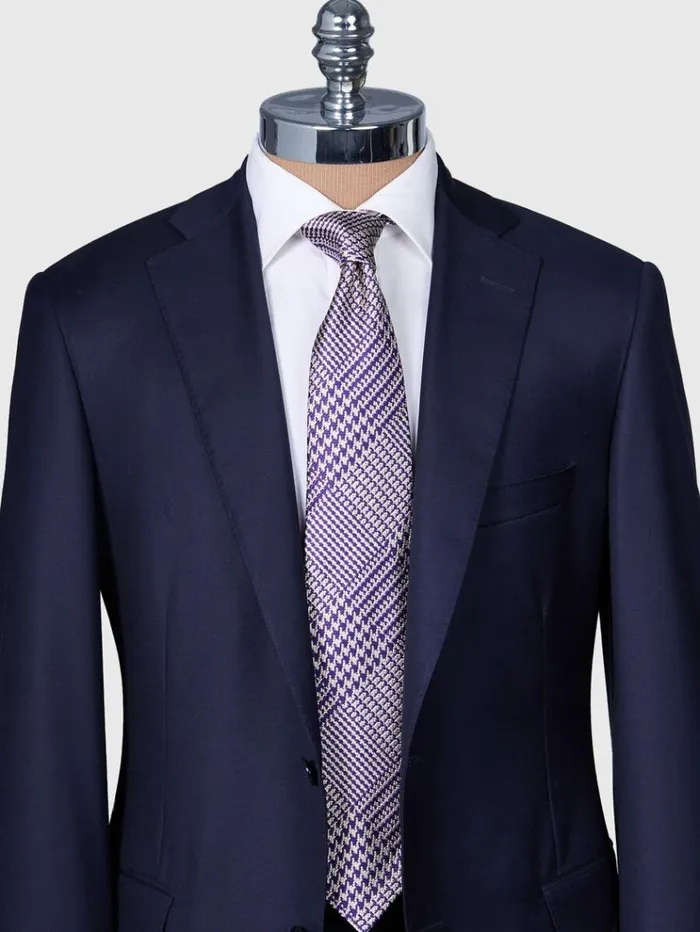 Woven Silk Glen Plaid Tie Purple Men Paul Stuart Ties