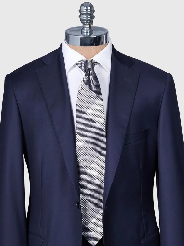Woven Silk Patchwork Plaid Tie Grey Men Paul Stuart Ties