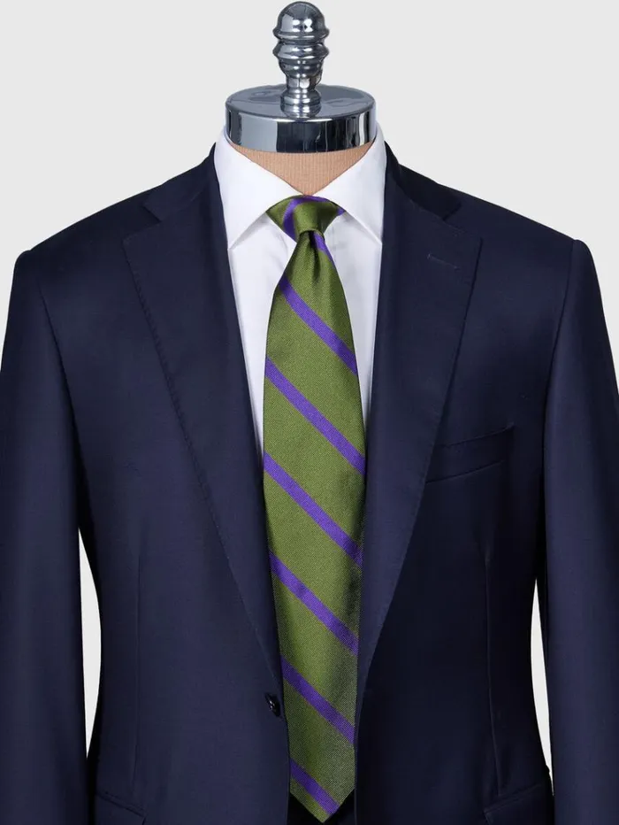 Woven Silk Regimental Stripe Tie Green Men Paul Stuart Ties