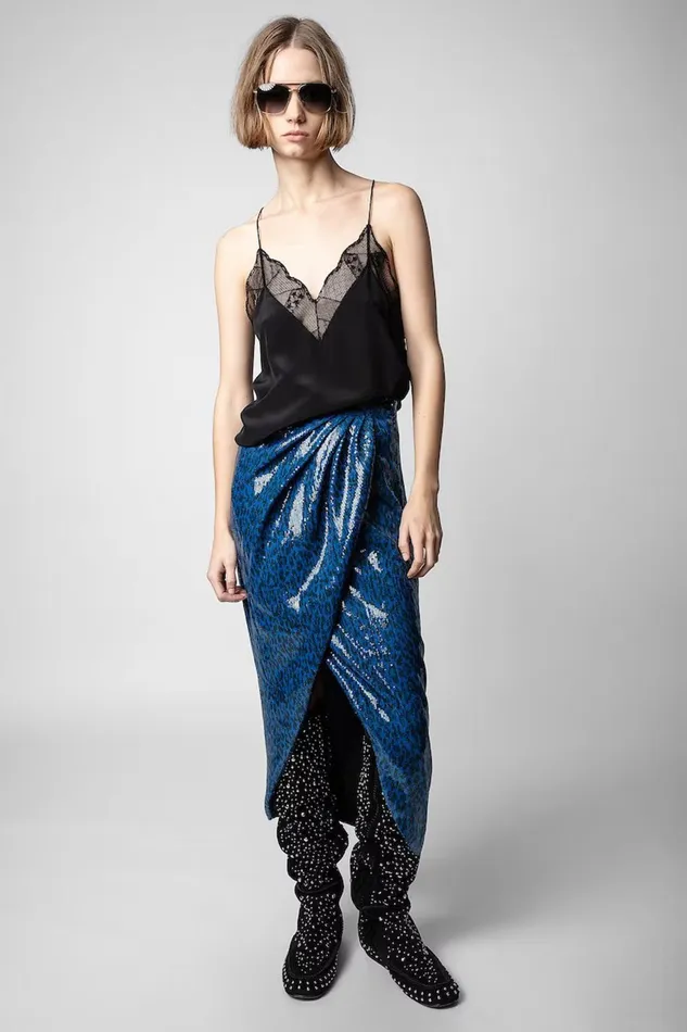 Zadig and Voltaire Skirts and Shorts JAMELIA SEQUIN LEO BLUE 8211 Women
