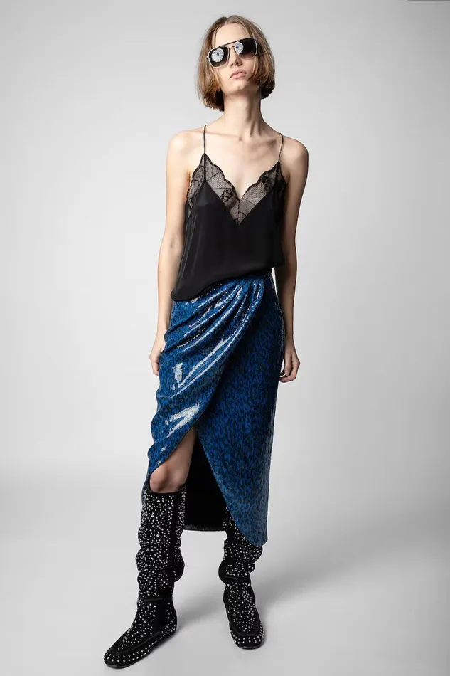Zadig and Voltaire Skirts and Shorts JAMELIA SEQUIN LEO BLUE 8211 Women Zadig and Voltaire Skirts and Shorts JAMELIA SEQUIN LEO BLUE 8211 Women