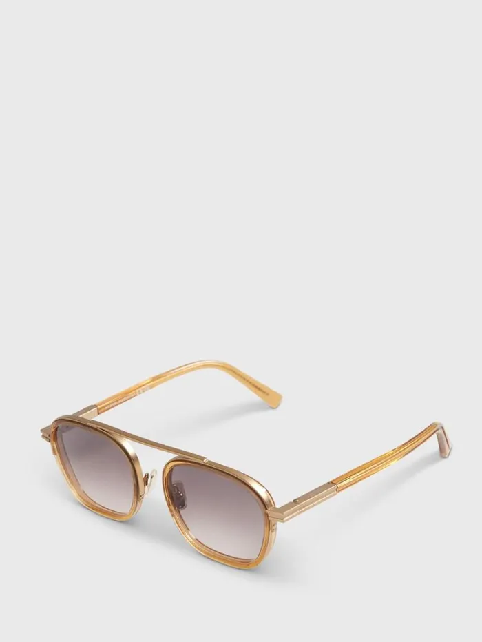 Zegna Shiny Gold Geometric Gold Men Paul Stuart Sunglasses and Eyewear